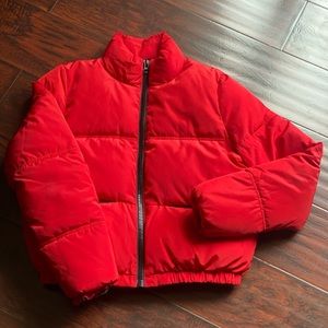 H&M red puffer jacket.  XS